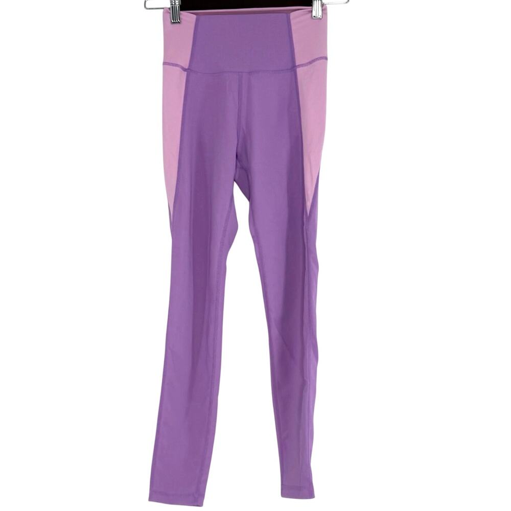Wilo The Label Ribbed Capri Leggings Womens XS Purple Pink Colorblock Yoga